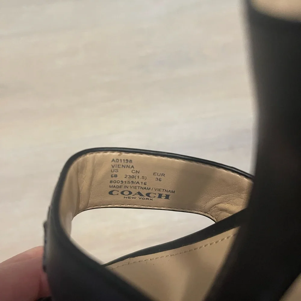 Coach Vienna Black Leather Thong Sandals